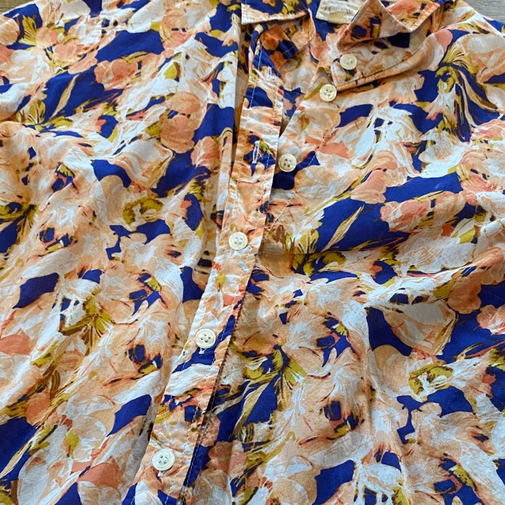 J.Crew Blue & Orange Floral Button-Up Shirt – Size Small - Picture 3 of 5